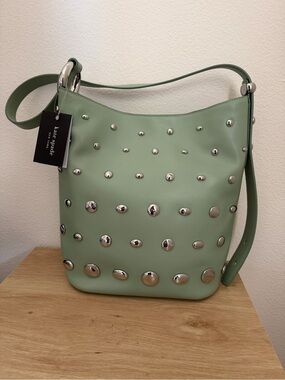 Kate Spade Halo Studded Fine Grain Leather Bucket Bag – Crisp Sage (NWT)